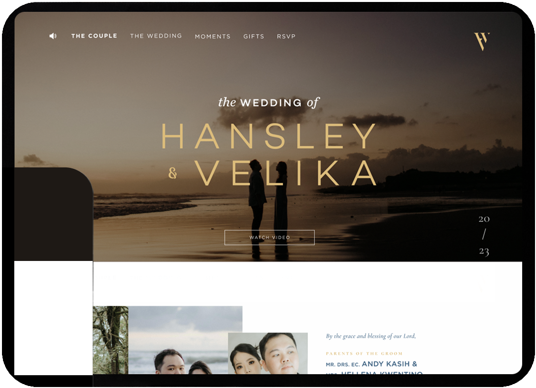 Digital wedding invitation on tablet